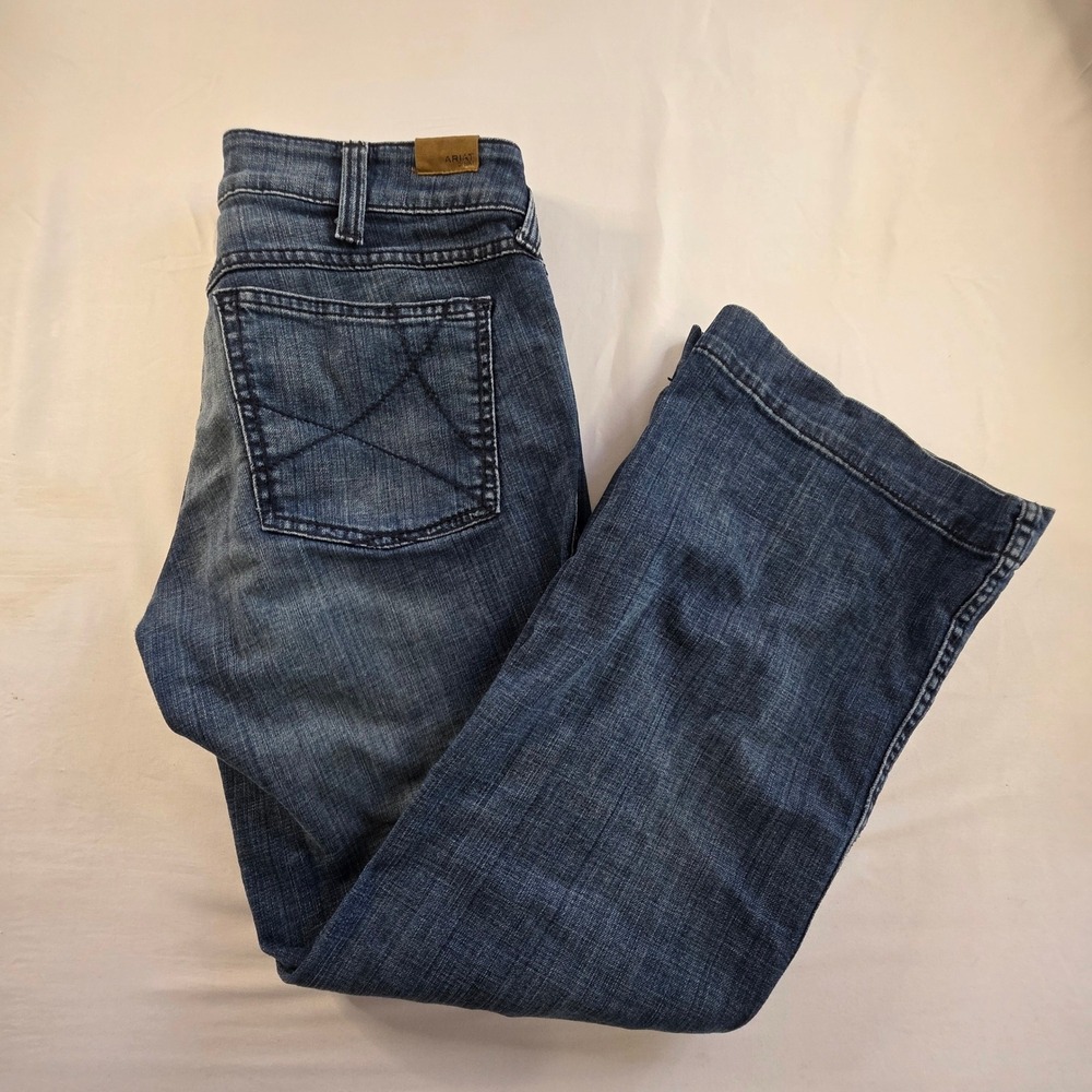 Ariat‎ Trouser Ella Jeans Mid Rise Wide Leg Bluebell Wash 32S Blue Western Denim